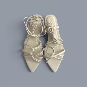I.N.C. International Concepts Kharmaa White Lace-up Flat Sandals, New! 10M